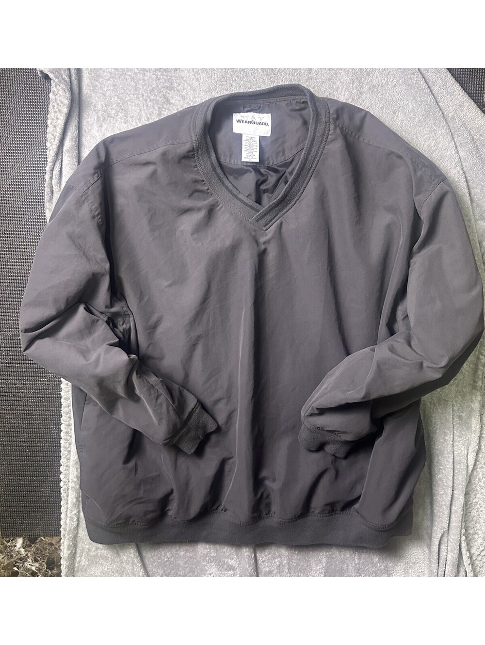 WearGuard 4XL Pullover Work Jacket Black V Neck Windbreaker Mechanic Workwear